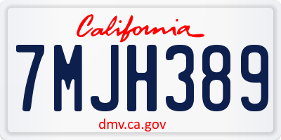 CA license plate 7MJH389