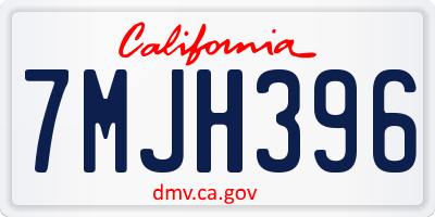 CA license plate 7MJH396