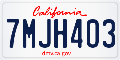 CA license plate 7MJH403