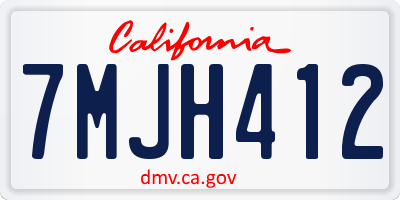 CA license plate 7MJH412