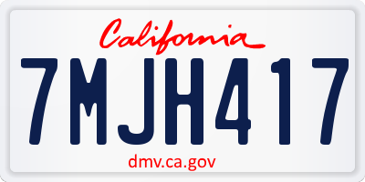 CA license plate 7MJH417