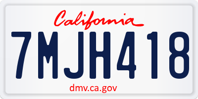 CA license plate 7MJH418