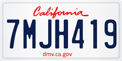 CA license plate 7MJH419