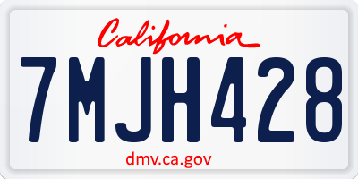 CA license plate 7MJH428