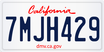 CA license plate 7MJH429