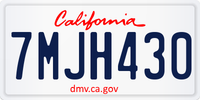 CA license plate 7MJH430
