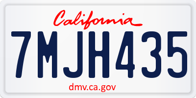 CA license plate 7MJH435