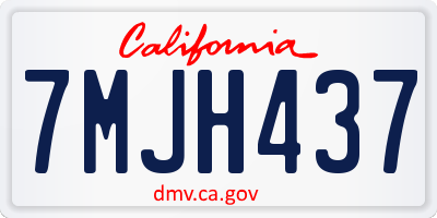 CA license plate 7MJH437