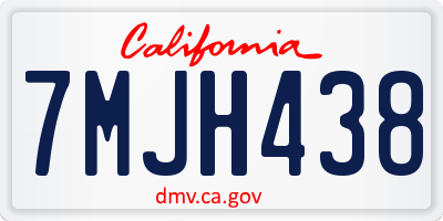 CA license plate 7MJH438
