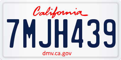 CA license plate 7MJH439