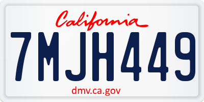 CA license plate 7MJH449