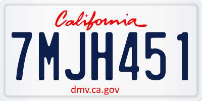 CA license plate 7MJH451