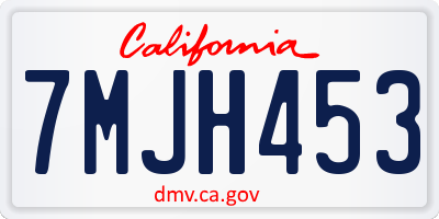 CA license plate 7MJH453