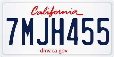 CA license plate 7MJH455