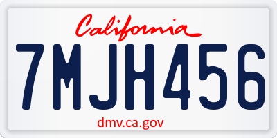 CA license plate 7MJH456