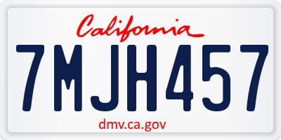 CA license plate 7MJH457