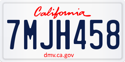 CA license plate 7MJH458