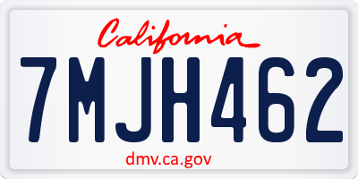 CA license plate 7MJH462