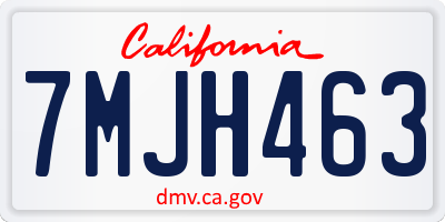 CA license plate 7MJH463