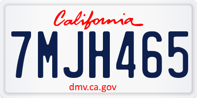 CA license plate 7MJH465