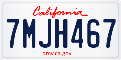 CA license plate 7MJH467
