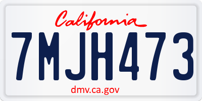CA license plate 7MJH473