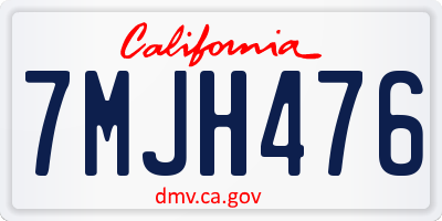 CA license plate 7MJH476