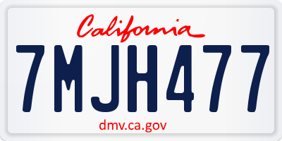 CA license plate 7MJH477