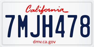 CA license plate 7MJH478