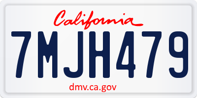 CA license plate 7MJH479