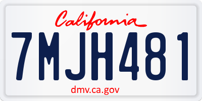 CA license plate 7MJH481