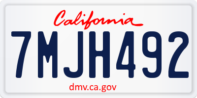 CA license plate 7MJH492