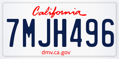 CA license plate 7MJH496