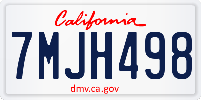 CA license plate 7MJH498