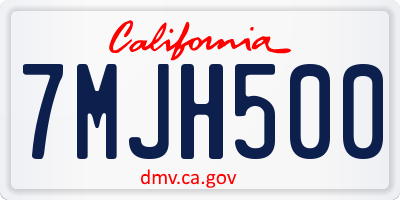 CA license plate 7MJH500