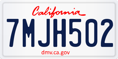 CA license plate 7MJH502