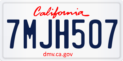 CA license plate 7MJH507