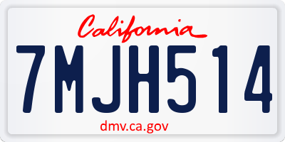 CA license plate 7MJH514