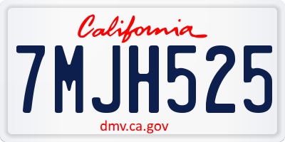 CA license plate 7MJH525