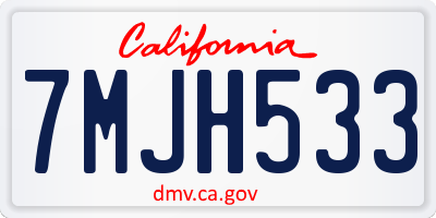 CA license plate 7MJH533