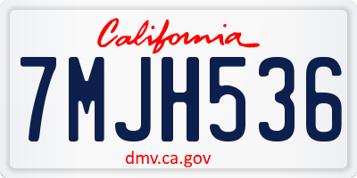 CA license plate 7MJH536
