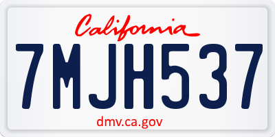 CA license plate 7MJH537