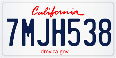 CA license plate 7MJH538