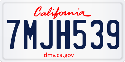 CA license plate 7MJH539