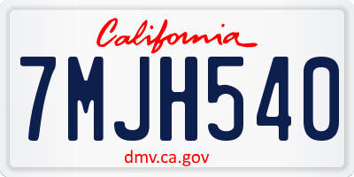 CA license plate 7MJH540