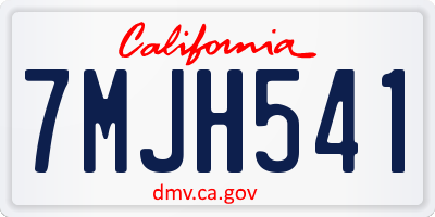 CA license plate 7MJH541