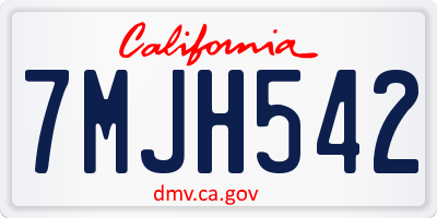 CA license plate 7MJH542