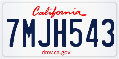 CA license plate 7MJH543