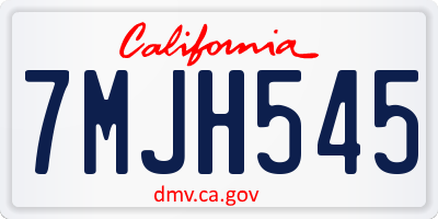 CA license plate 7MJH545
