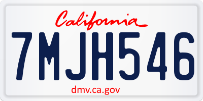 CA license plate 7MJH546